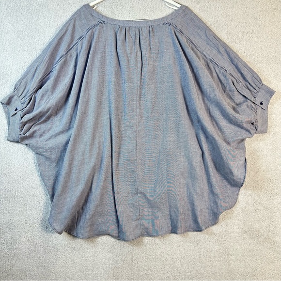 Lane Bryant Poncho Style Blue Stripe Women's Size 14/16 Blouse Top - Picture 2 of 13